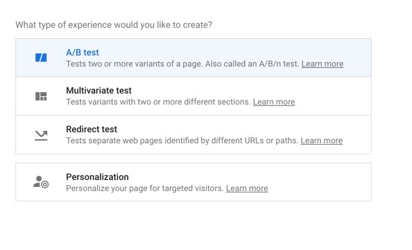 optimize options for AB testing blog
