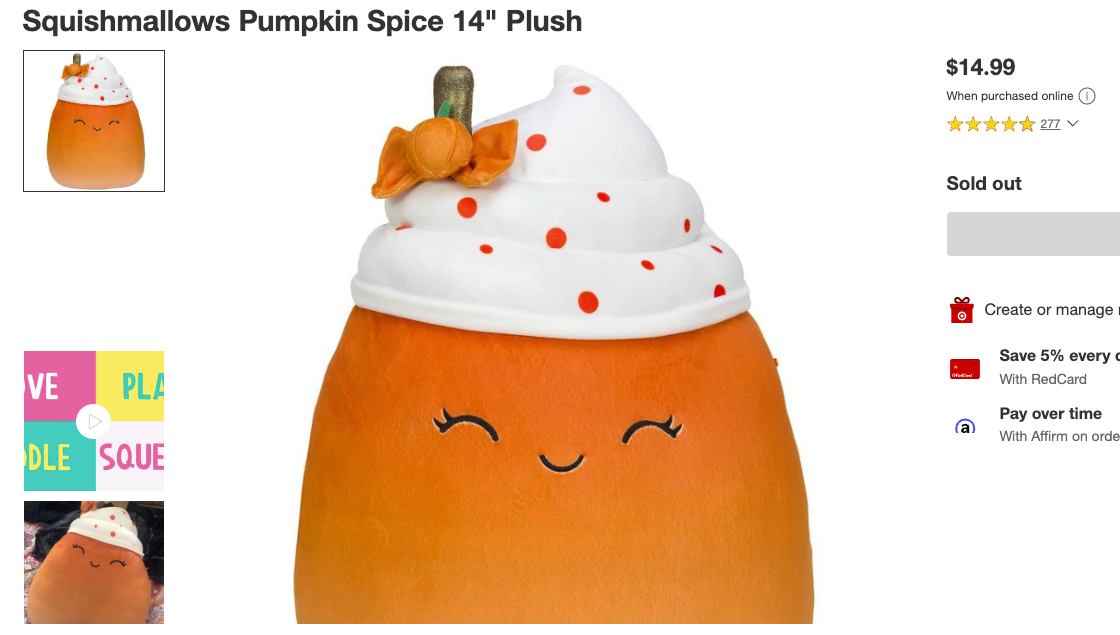 Pumpkin spice squishmallow