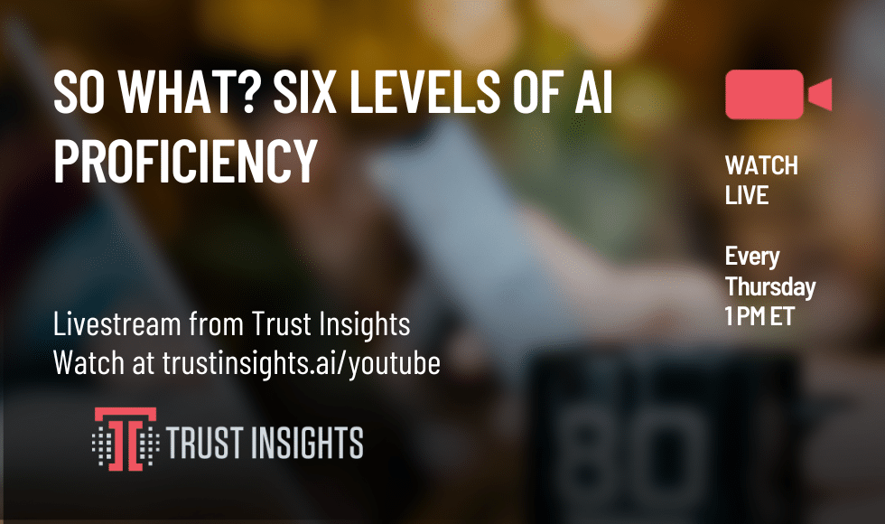 An image with a blurred background that reads "So What? Six Levels of AI Proficiency"