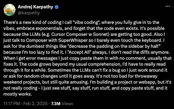 INBOX INSIGHTS: Your Org Chart Blocked Your AI, Vibe Coding Part 1 (2026-08-05) 10 KArpathy Tweet